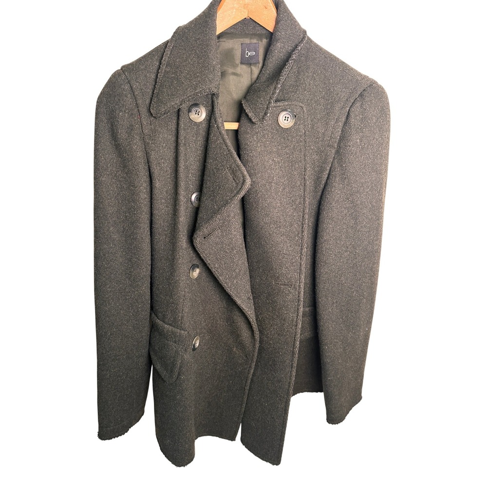 Be Y2K Olive Green Lined Wool Peacoat • Raw Edge Deconstructed • Size M